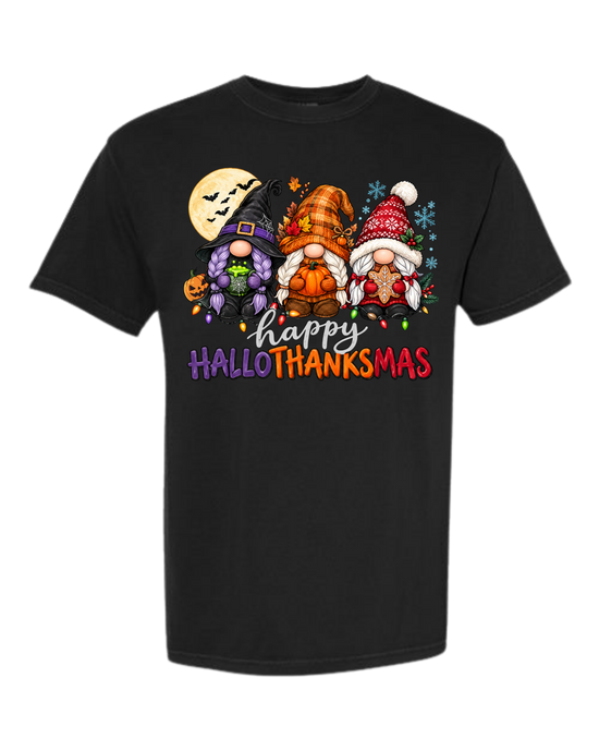 Happy HalloThanksMas Gnomes- Comfort Colors - Heavyweight Unisex Tee - Neutrals