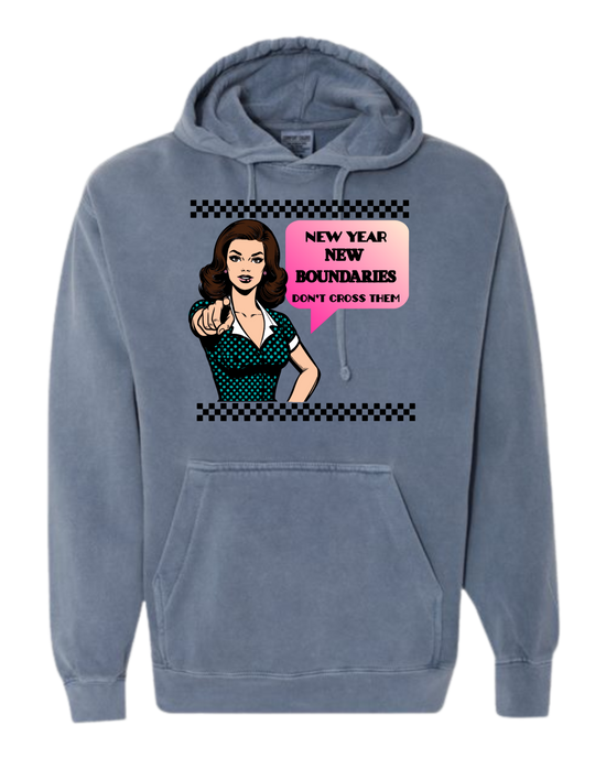 New Year New Boundaries - Comfort Colors - Hooded Sweatshirt - Assorted Colors