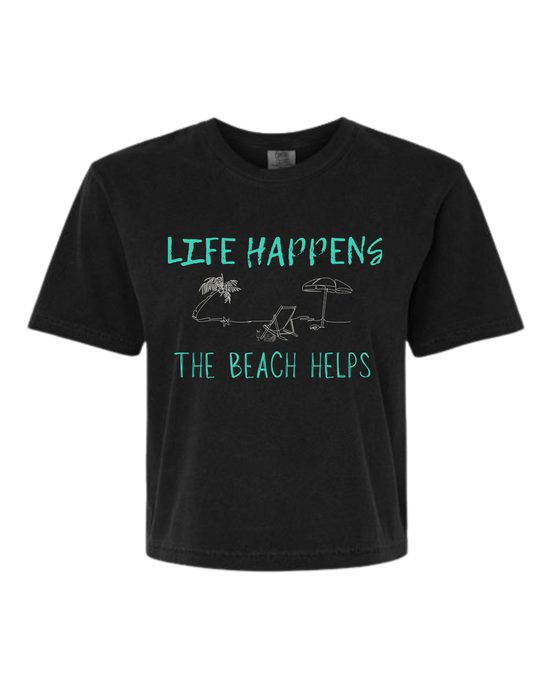 Life Happens The Beach Helps - Comfort Colors - Boxy T - Assorted Colors
