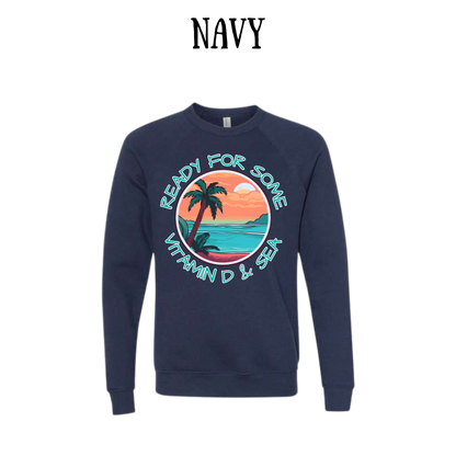 VP - Ready For Some Vitamin D & Sea - Sponge Fleece Raglan Sweatshirt - Blues, Purples