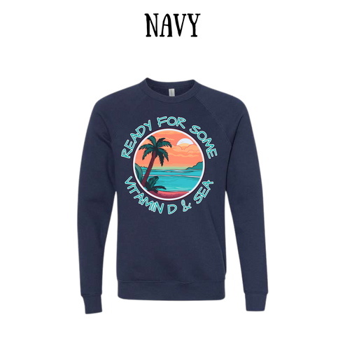 VP - Ready For Some Vitamin D & Sea - Sponge Fleece Raglan Sweatshirt - Blues, Purples