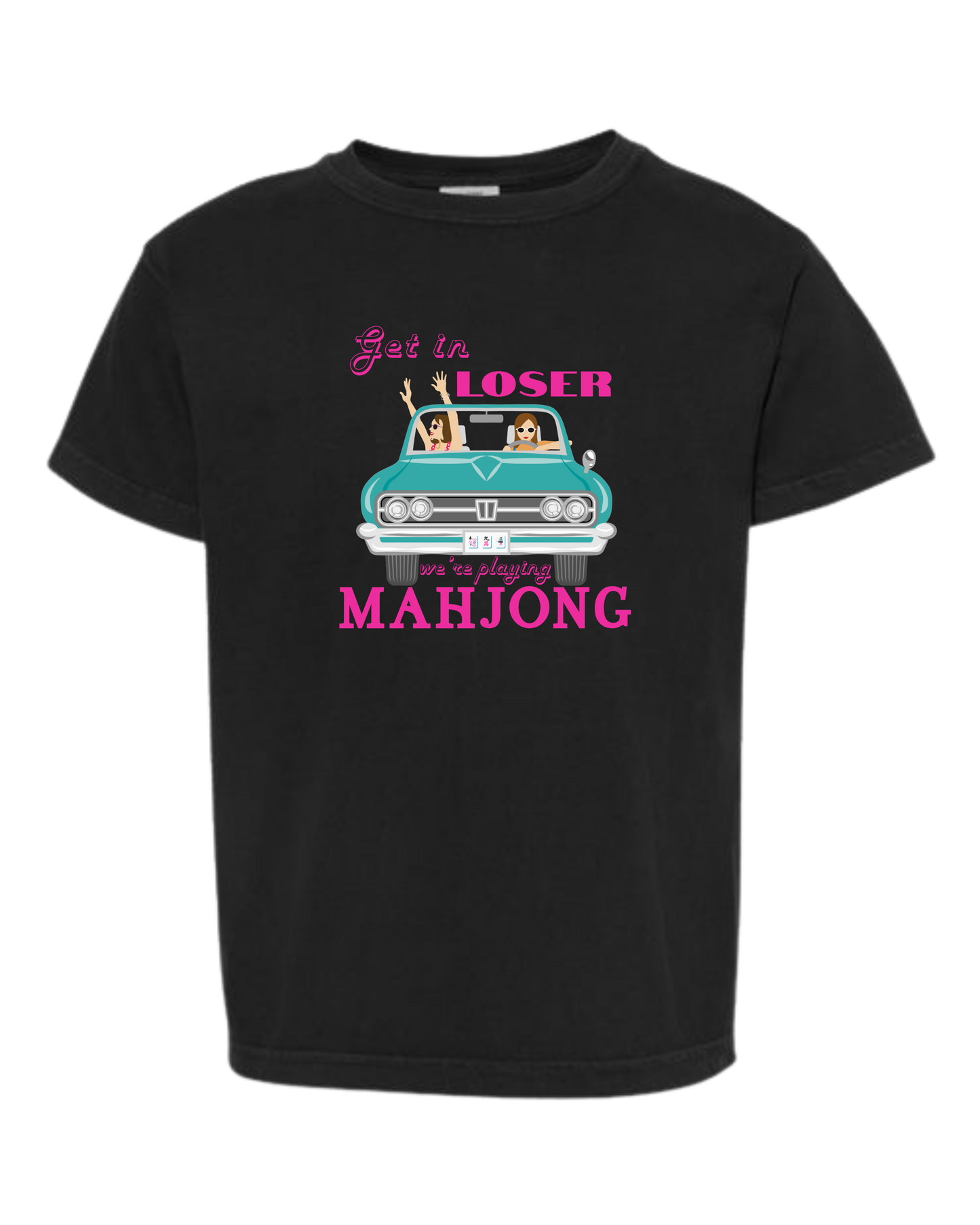 Get in Loser We're Playing Mahjong - Comfort Colors - Heavyweight Youth Tee - Neutral Colors & Blues