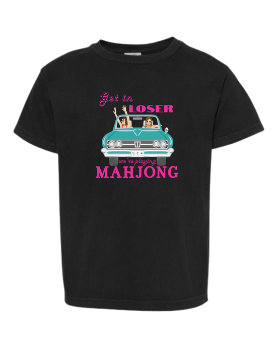 Get in Loser We're Playing Mahjong - Comfort Colors - Heavyweight Youth Tee - Neutral Colors & Blues