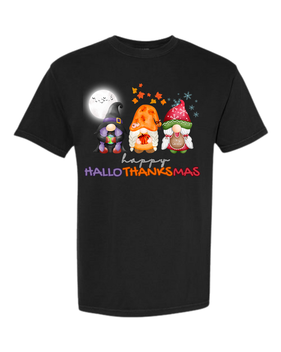 Happy HalloThanksMas Gnomes- Comfort Colors - Heavyweight Unisex Tee - Neutrals