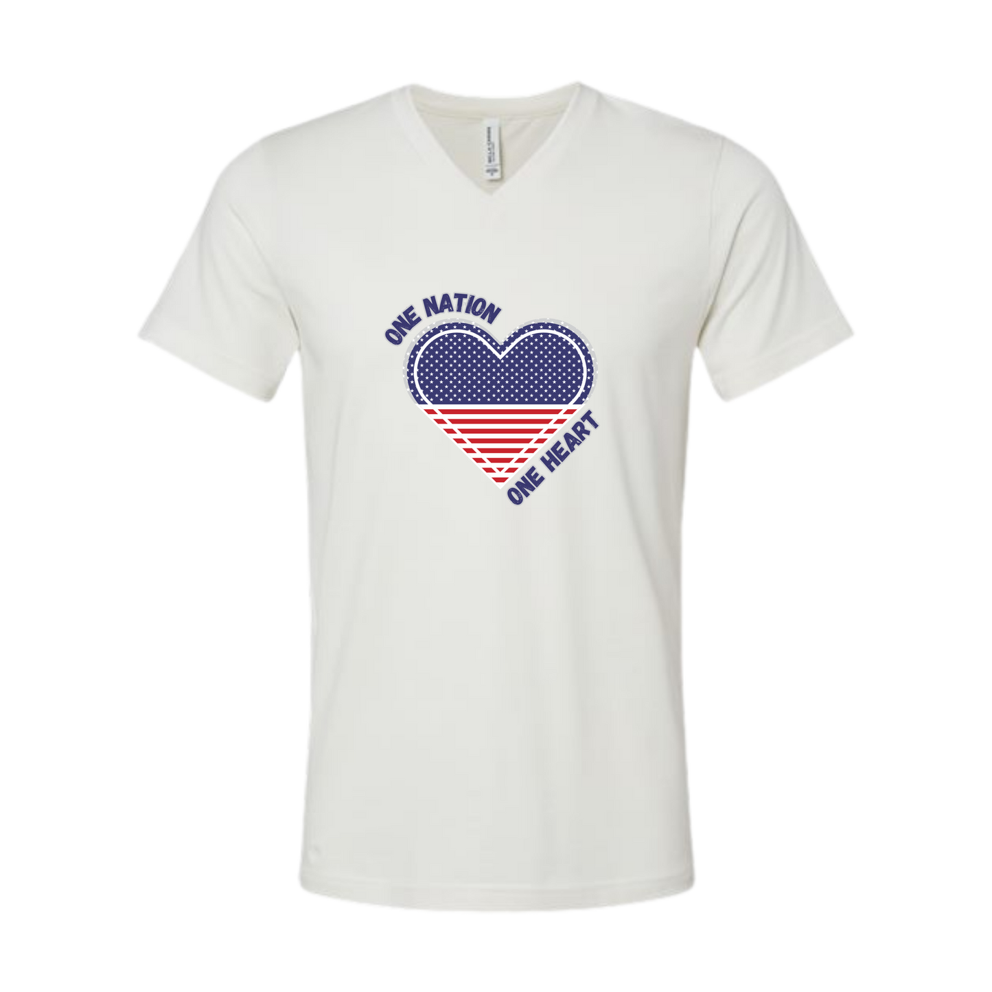 One Nation One Heart - Bella+Canvas - Unisex V-Neck - Neutral Colors