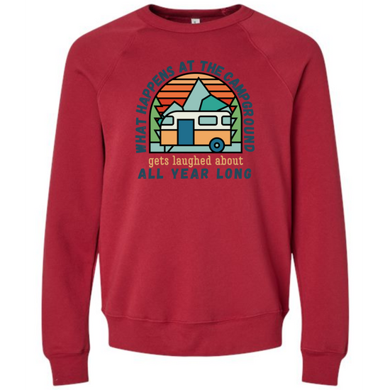 What Happens At The Campground - Sponge Fleece Raglan Sweatshirt - Assorted Colors