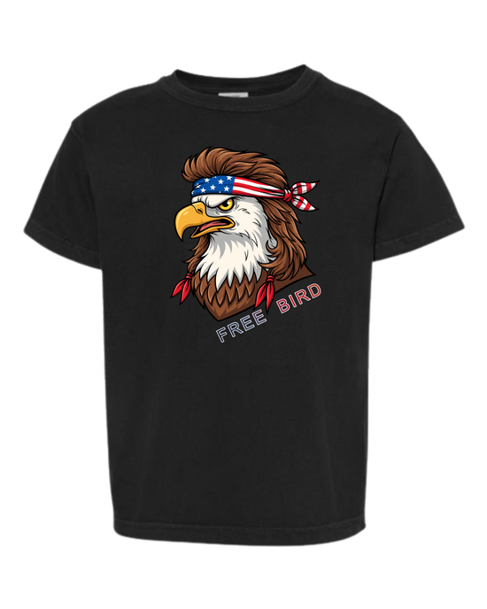 Rockin Free Bird - Comfort Colors - Heavyweight Youth Tee - Neutral Colors & Blues