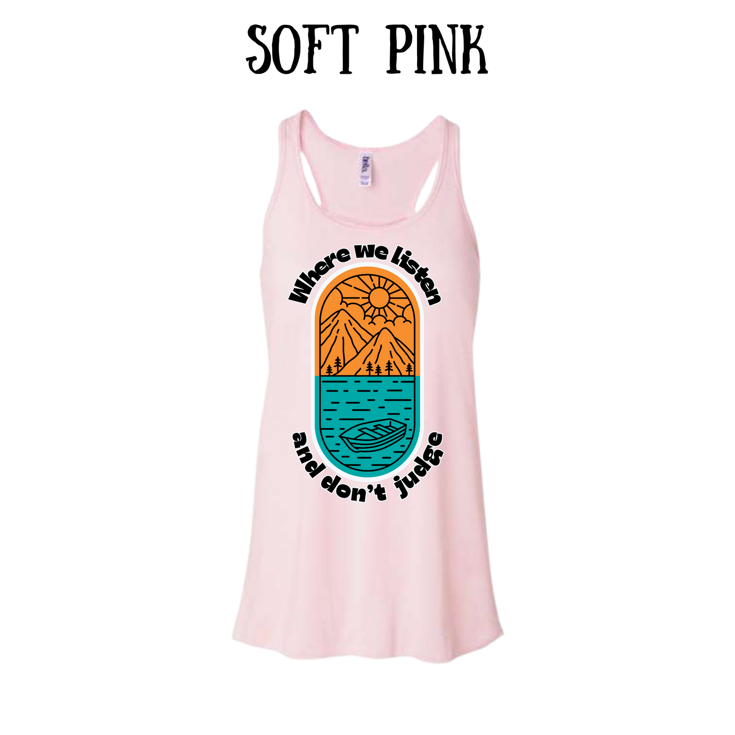 CP - Where We Listen and Don't Judge - Women's Flowy Racerback Tank