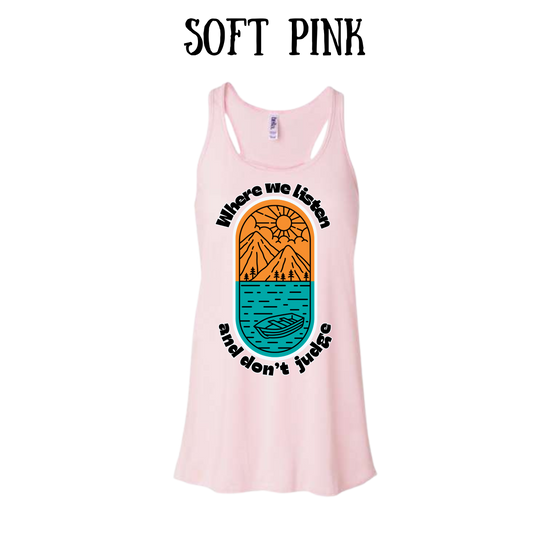 CP - Where We Listen and Don't Judge - Women's Flowy Racerback Tank