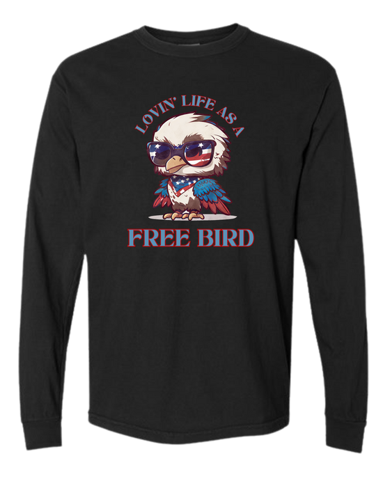 Lovin' Life as a Free Bird - Comfort Colors - Heavyweight Long Sleeve Tee - Neutral Colors