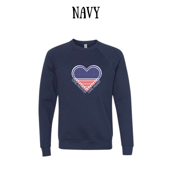 PP - One Nation One Heart - Sponge Fleece Raglan Sweatshirt - Blues, Purples