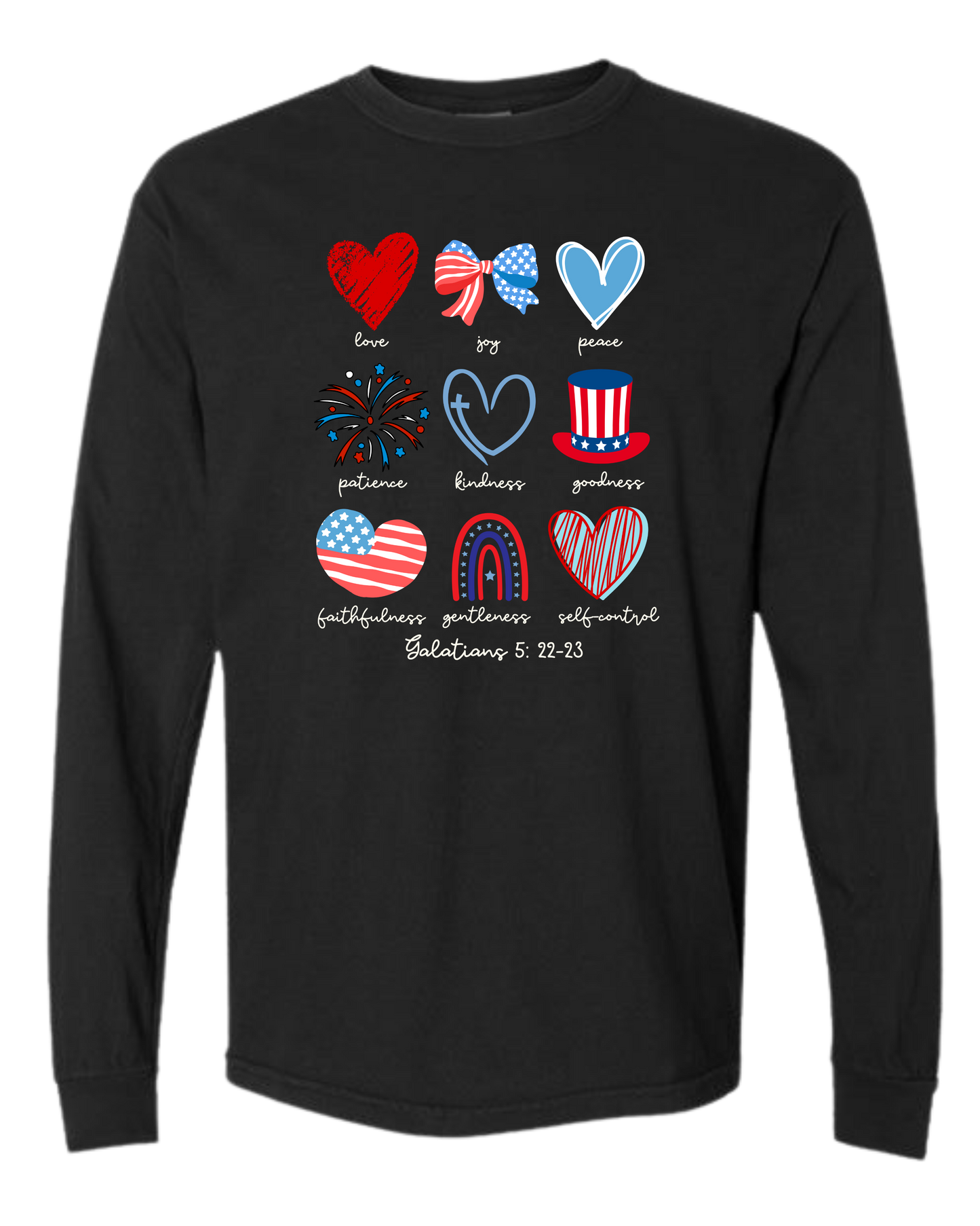 Galatians 5 - Patriotic - Comfort Colors - Heavyweight Long Sleeve Tee - Neutral Colors
