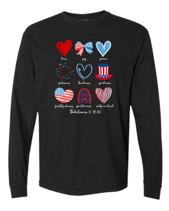 Galatians 5 - Patriotic - Comfort Colors - Heavyweight Long Sleeve Tee - Neutral Colors