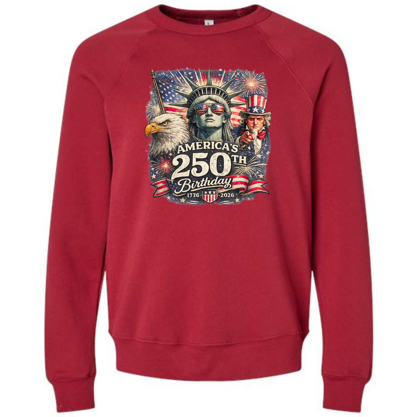 America's 250th Birthday - Sponge Fleece Raglan Sweatshirt - Assorted Colors