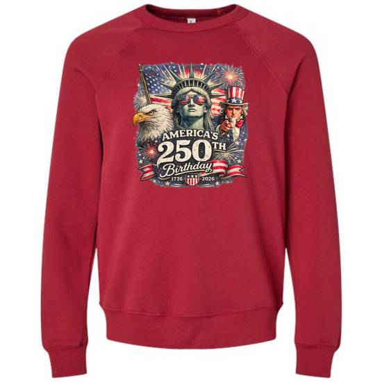America's 250th Birthday - Sponge Fleece Raglan Sweatshirt - Assorted Colors