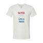 Saved. Free. Loud & Proud - Bella+Canvas - Unisex V-Neck - Neutral Colors
