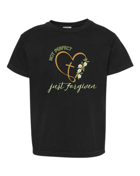 Not Perfect Just Forgiven - Comfort Colors - Heavyweight Youth Tee - Neutral Colors & Blues