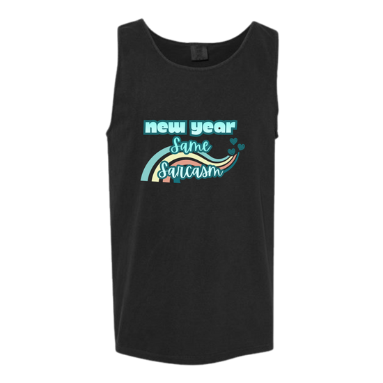 New Year Same Sarcasm - Comfort Colors - Unisex Tank - Neutral Colors & Blues