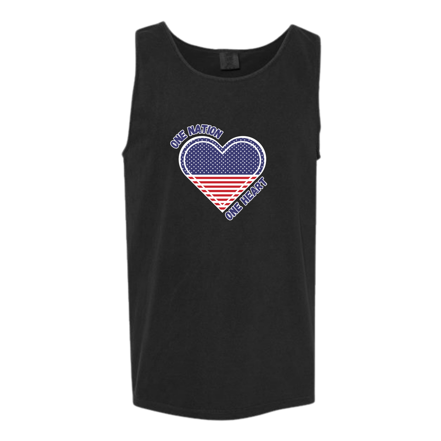 One Nation One Heart - Comfort Colors - Unisex Tank - Neutral Colors & Blues