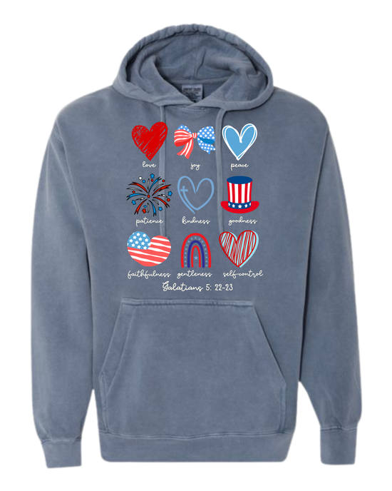 Galatians 5 - Patriotic - Comfort Colors - Hooded Sweatshirt - Assorted Colors