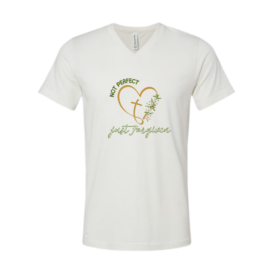 Not Perfect Just Forgiven - Bella+Canvas - Unisex V-Neck - Neutral Colors