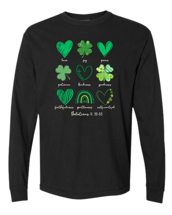 Galatians 5 - St Patrick's Day - Comfort Colors - Heavyweight Long Sleeve Tee - Neutral Colors