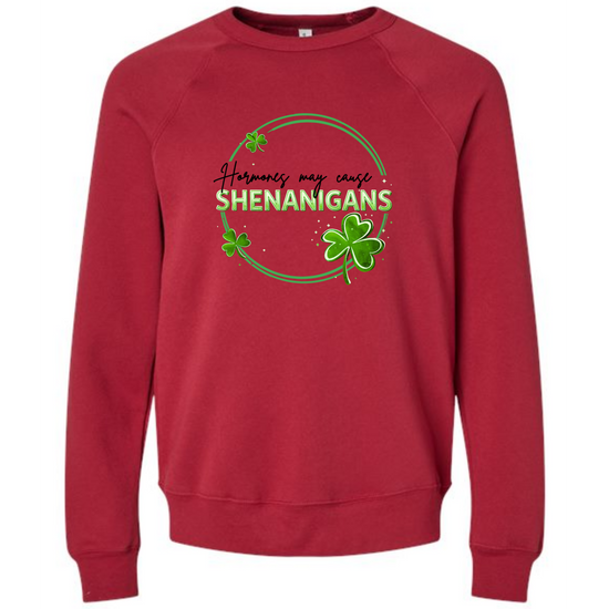 Hormones May Cause Shenanigans - Sponge Fleece Raglan Sweatshirt - Assorted Colors