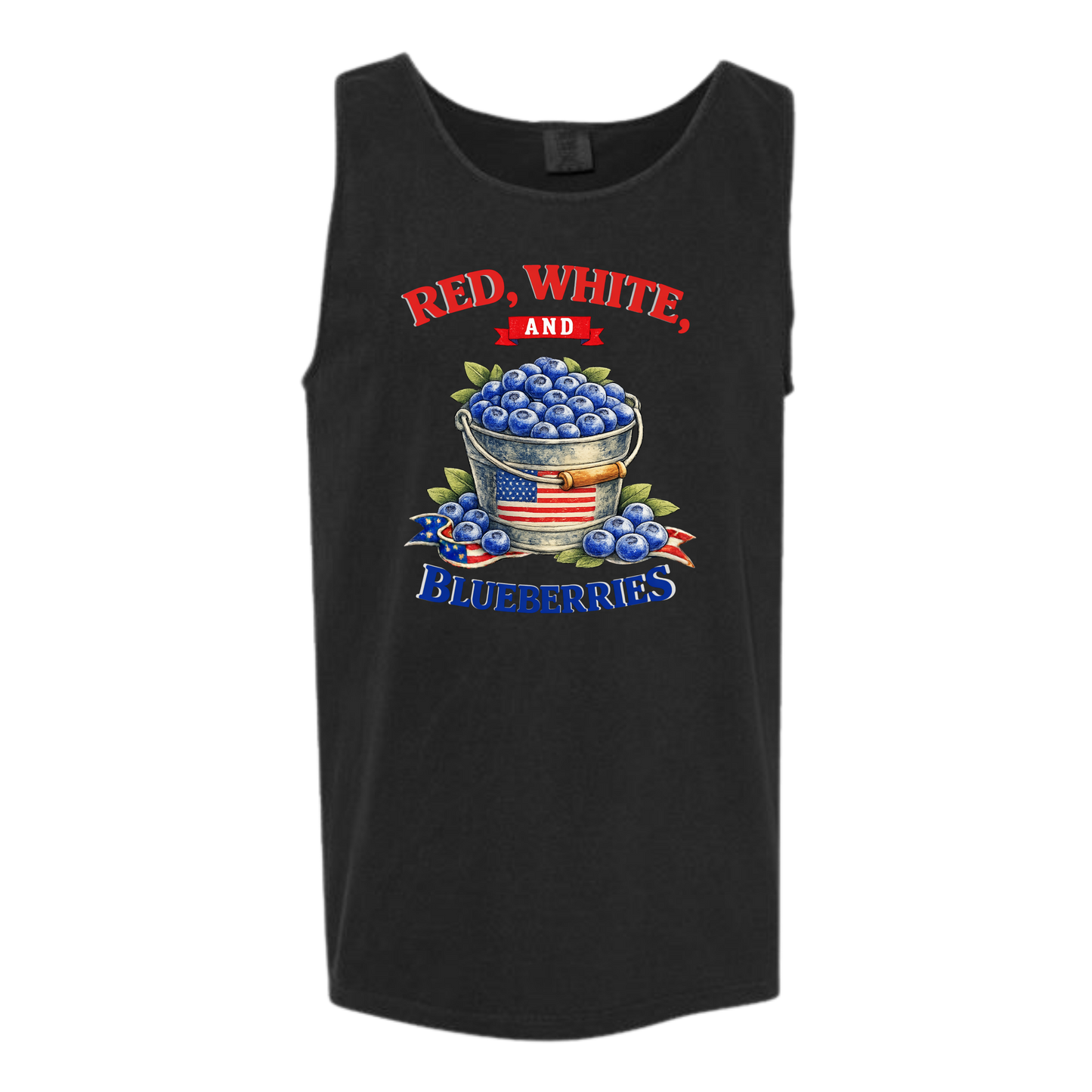Red, White, And Blueberries - Comfort Colors - Unisex Tank - Neutral Colors & Blues