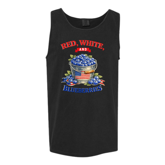 Red, White, And Blueberries - Comfort Colors - Unisex Tank - Neutral Colors & Blues