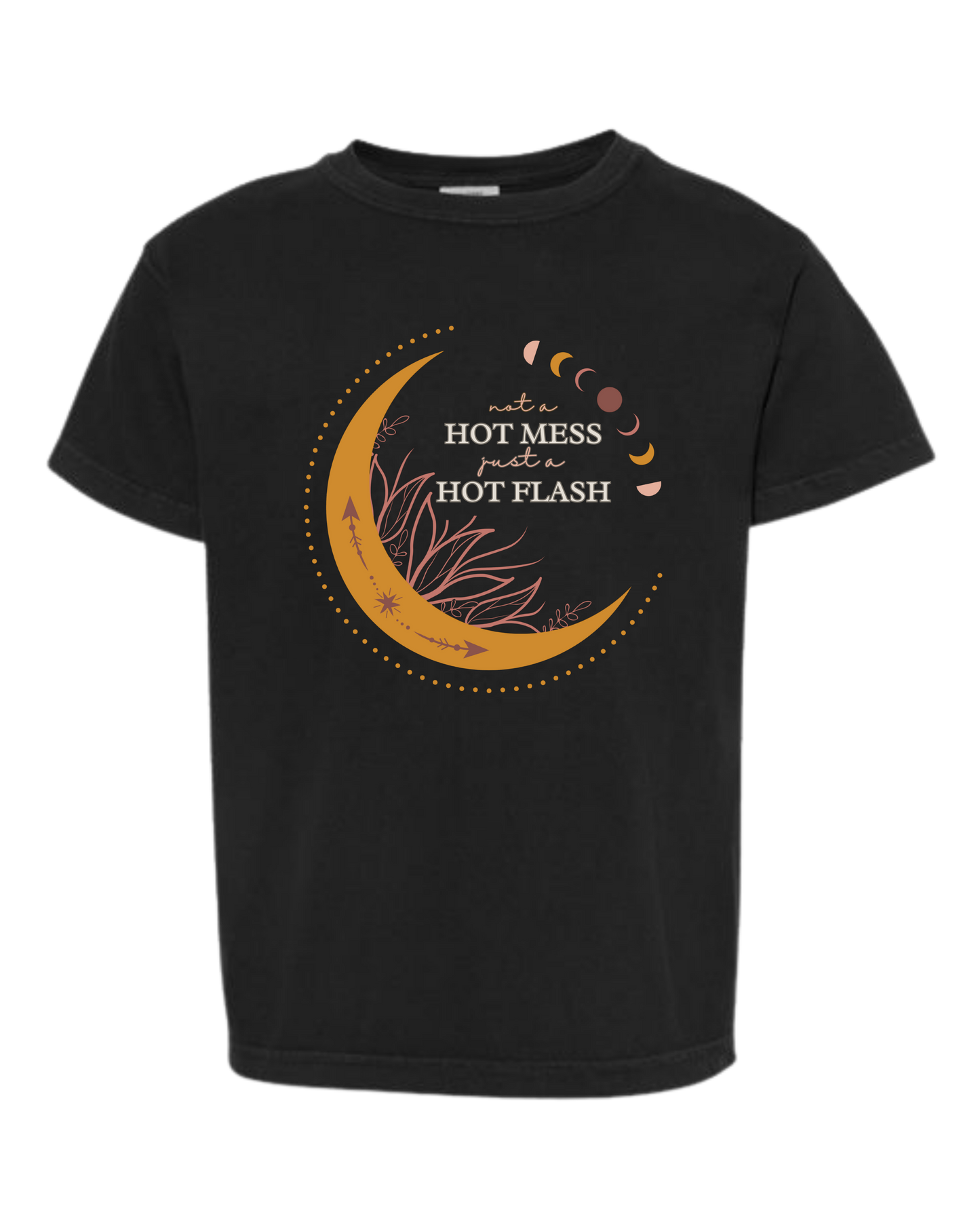 Not A Hot Mess Just A Hot Flash - Comfort Colors - Heavyweight Youth Tee - Neutral Colors & Blues