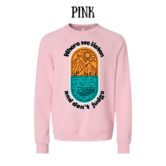 CP - Where We Listen and Don't Judge - Sponge Fleece Raglan Sweatshirt - Assorted Colors