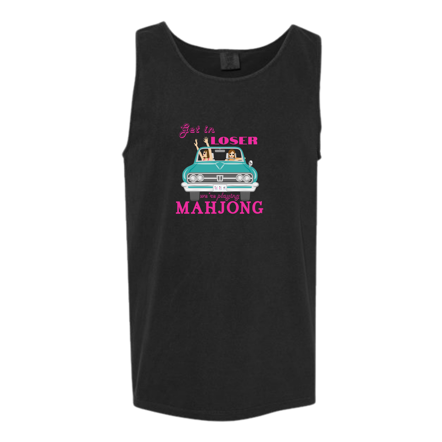 Get in Loser We're Playing Mahjong - Comfort Colors - Unisex Tank - Neutral Colors & Blues