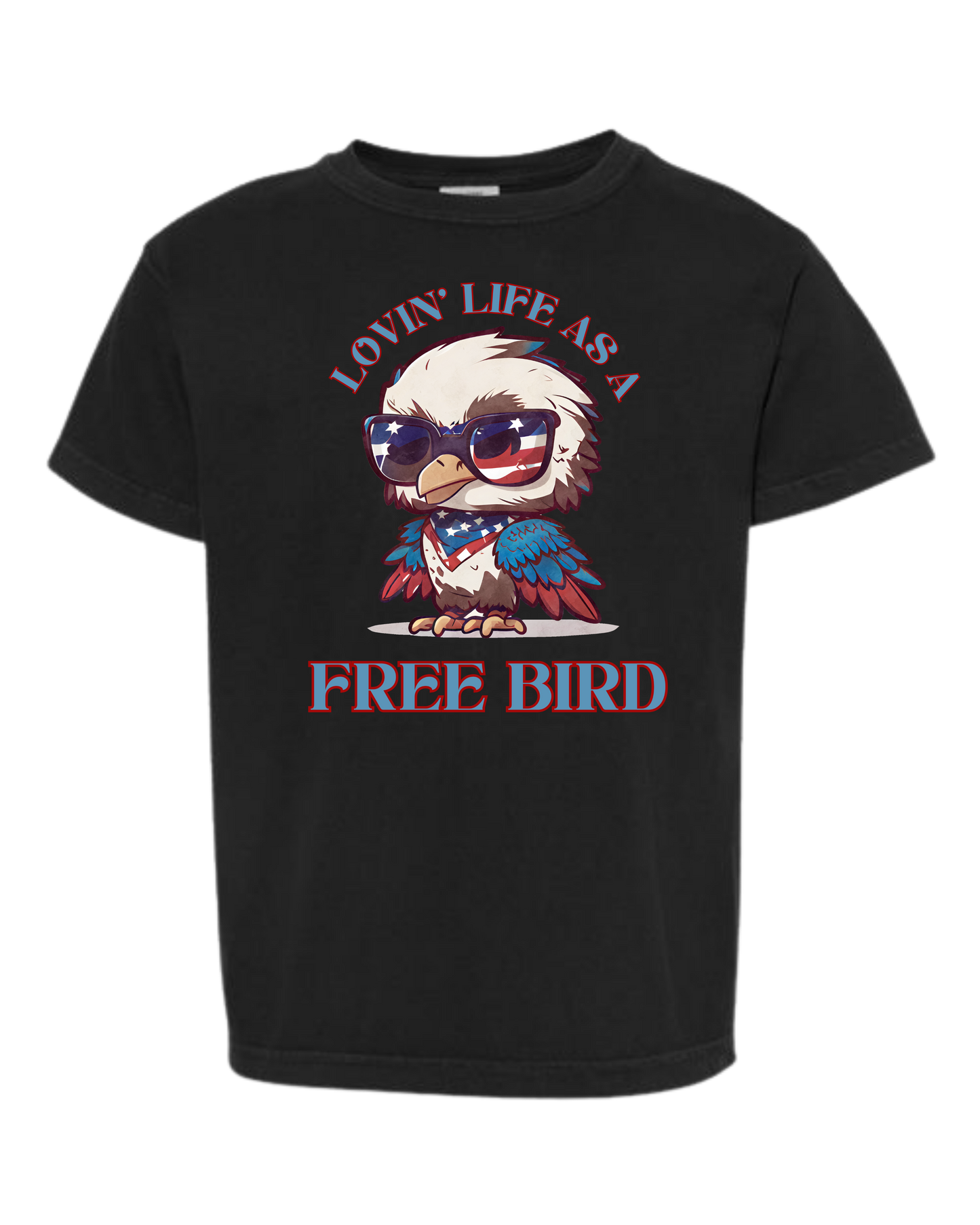 Lovin' Life as a Free Bird - Comfort Colors - Heavyweight Youth Tee - Neutral Colors & Blues