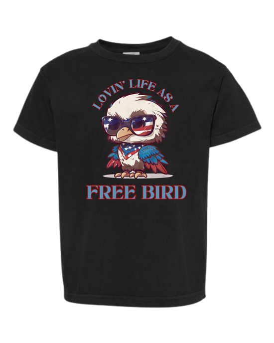 Lovin' Life as a Free Bird - Comfort Colors - Heavyweight Youth Tee - Neutral Colors & Blues