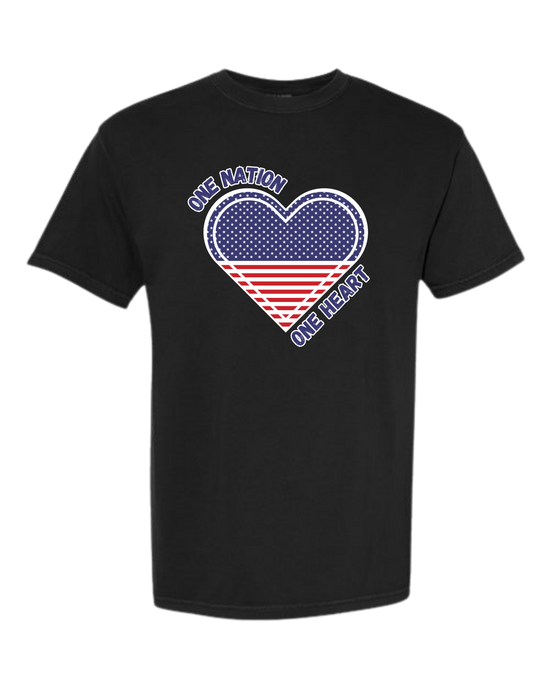 One Nation One Heart - Comfort Colors - Heavyweight Unisex Tee - Neutral Colors