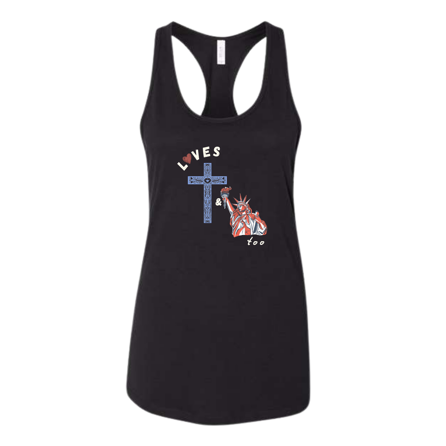 Loves Jesus & America too - Bella+Canvas - Women's Jersey Racerback Tank