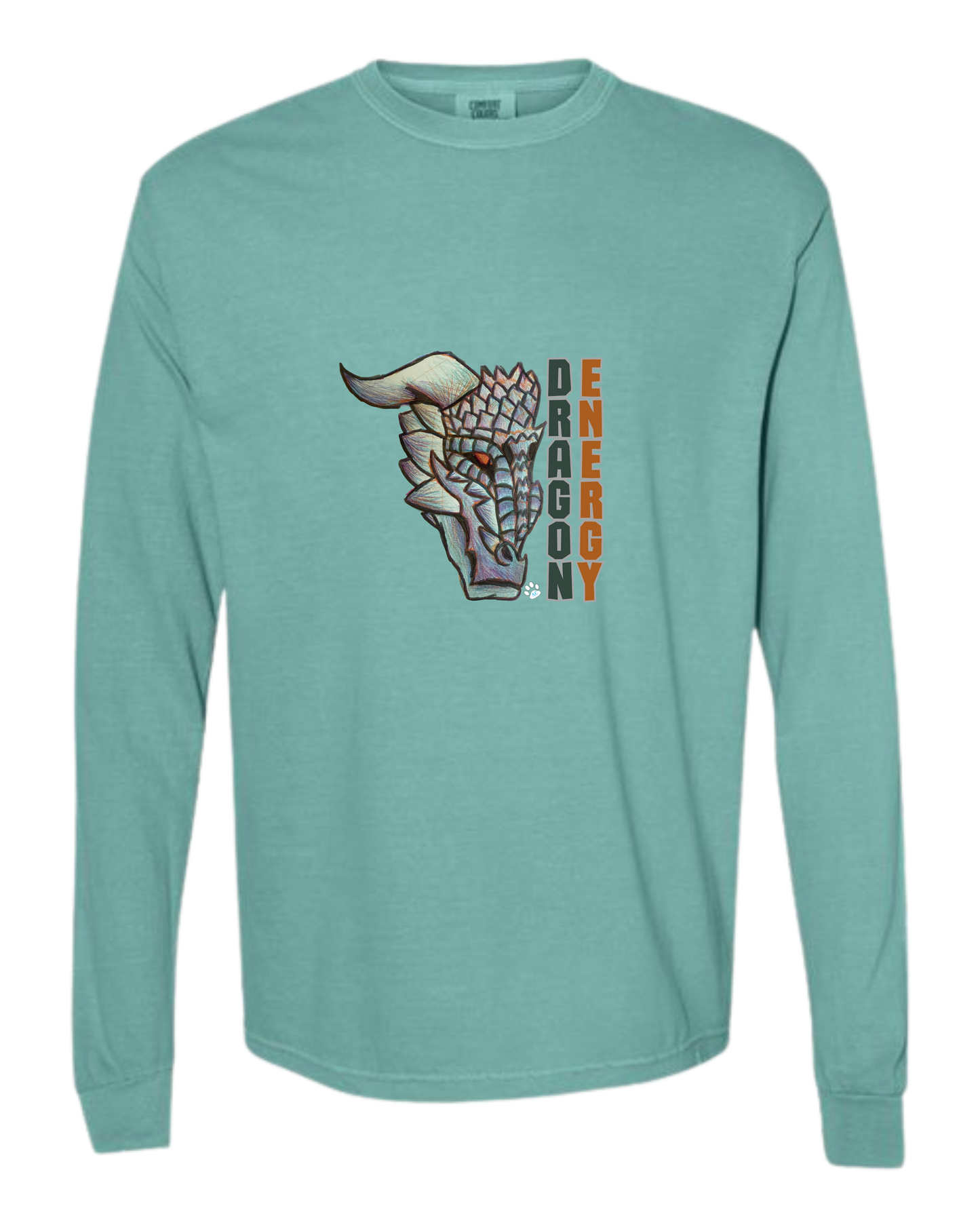 Dragon Energy - Comfort Colors - Heavyweight Long Sleeve Tee - Blues & Greens