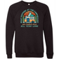 What Happens At The Campground - Sponge Fleece Raglan Sweatshirt - Blues, Greens, Purple, and Black
