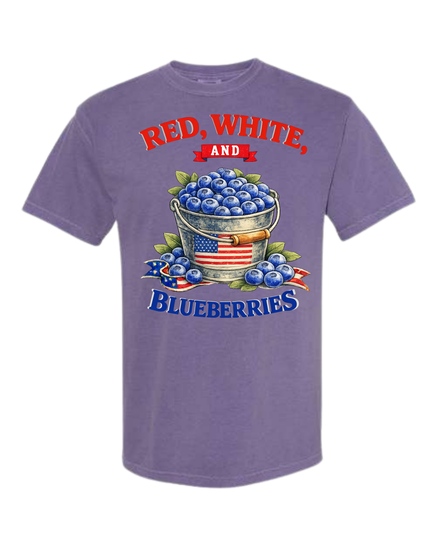 Red, White, And Blueberries - Comfort Colors - Heavyweight Unisex Tee - Pinks & Purples