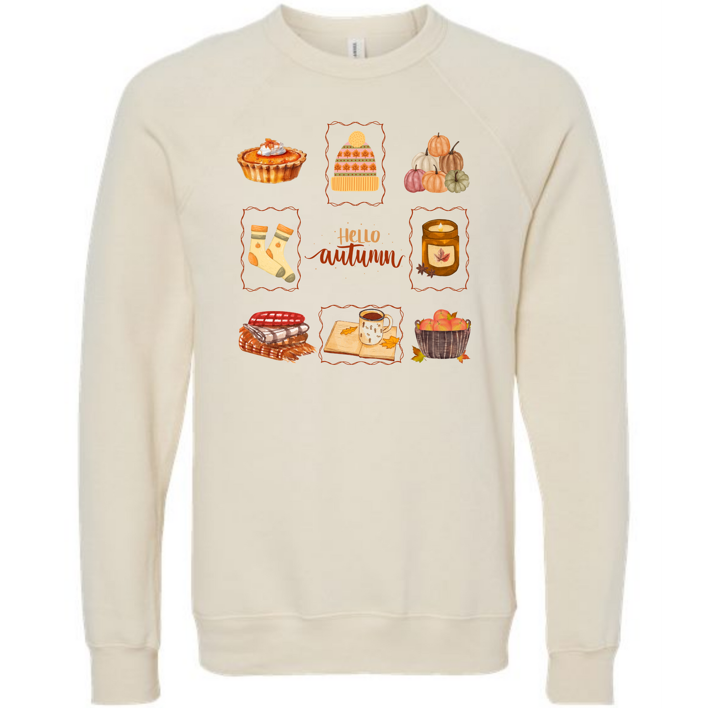 Hello Autumn - Sponge Fleece Raglan Sweatshirt - Greens, Neutrals