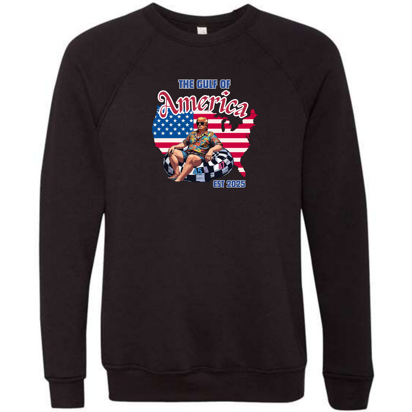 The Gulf of America - Sponge Fleece Raglan Sweatshirt - Blues, Greens, Purple, and Black