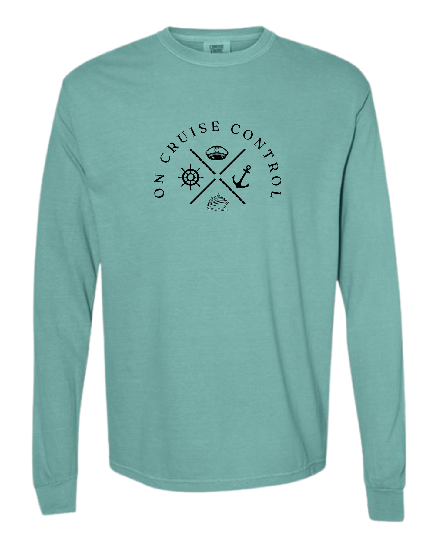On Cruise Control - Comfort Colors - Heavyweight Long Sleeve Tee - Blues & Greens