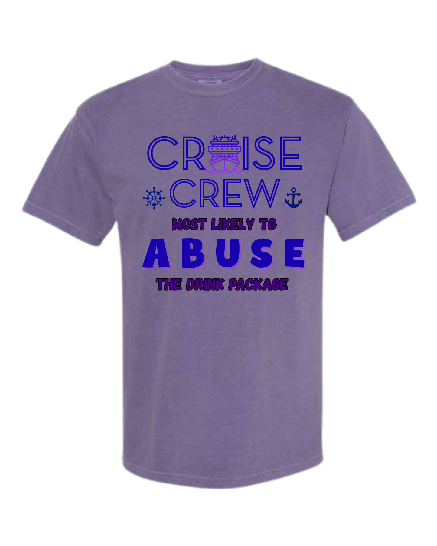 Cruise Crew Most Likely to Abuse the Drink Package - Comfort Colors - Heavyweight Unisex Tee - Pinks & Purples