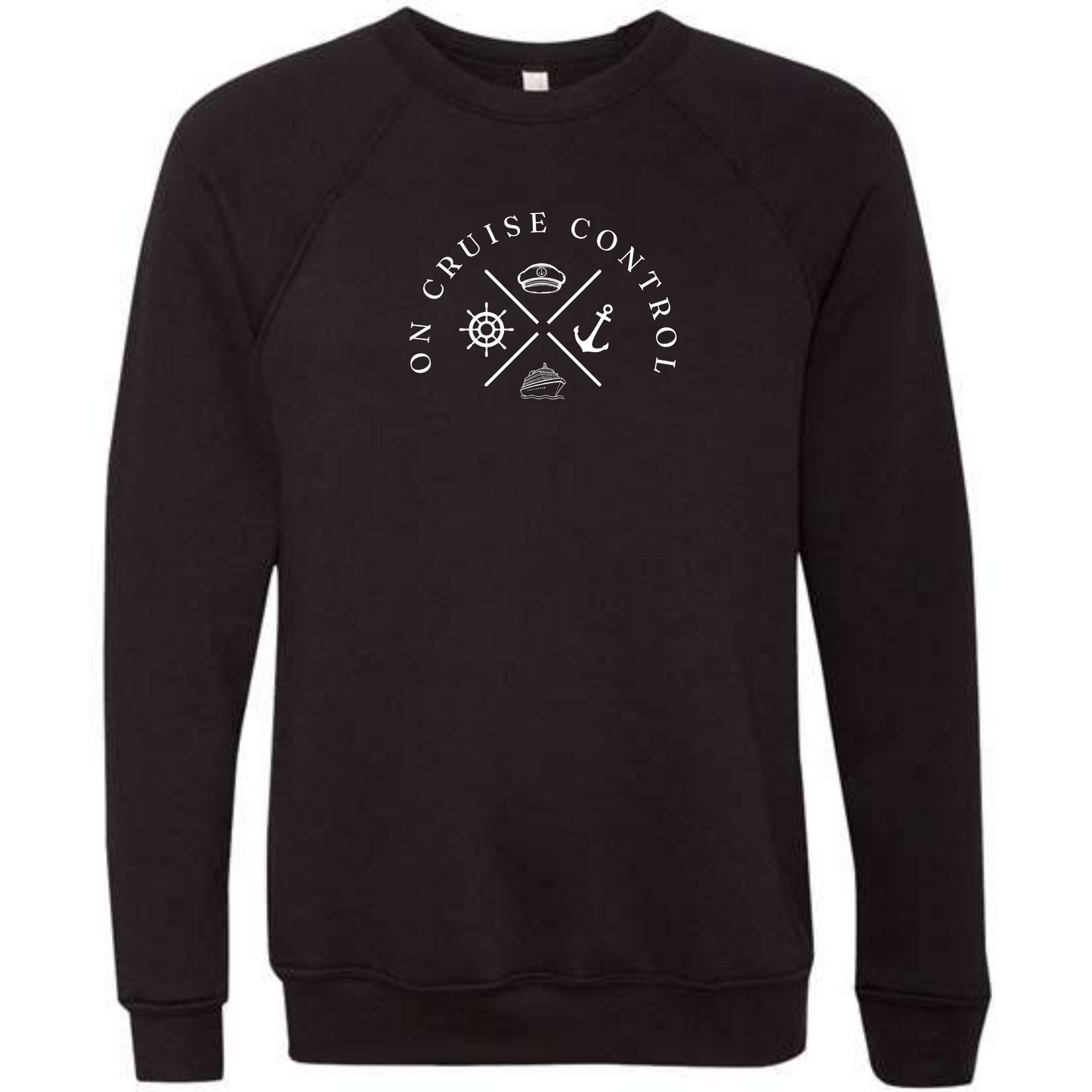 On Cruise Control - Sponge Fleece Raglan Sweatshirt - Blues, Greens, Purple, and Black