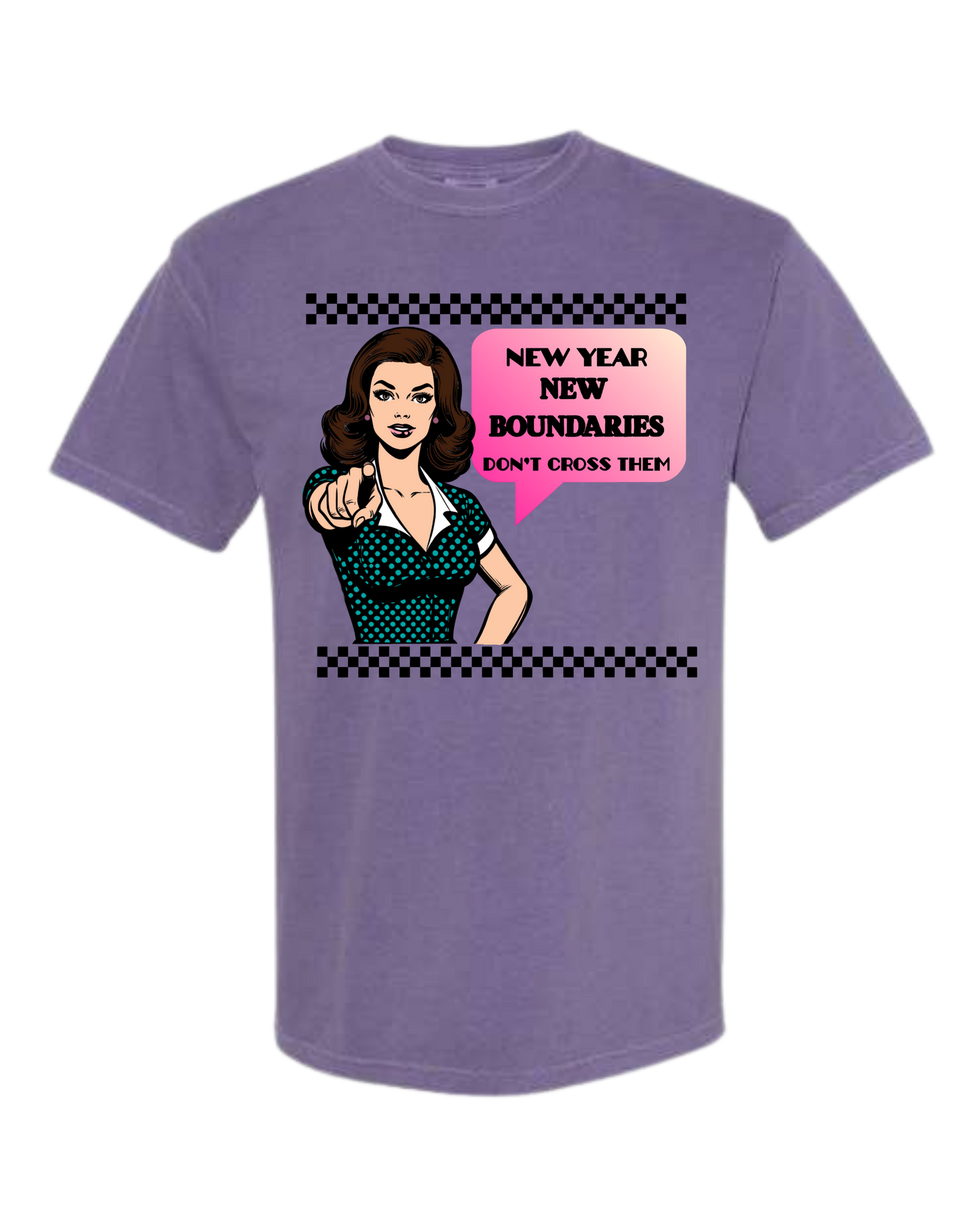 New Year New Boundaries - Comfort Colors - Heavyweight Unisex Tee - Pinks, Purples