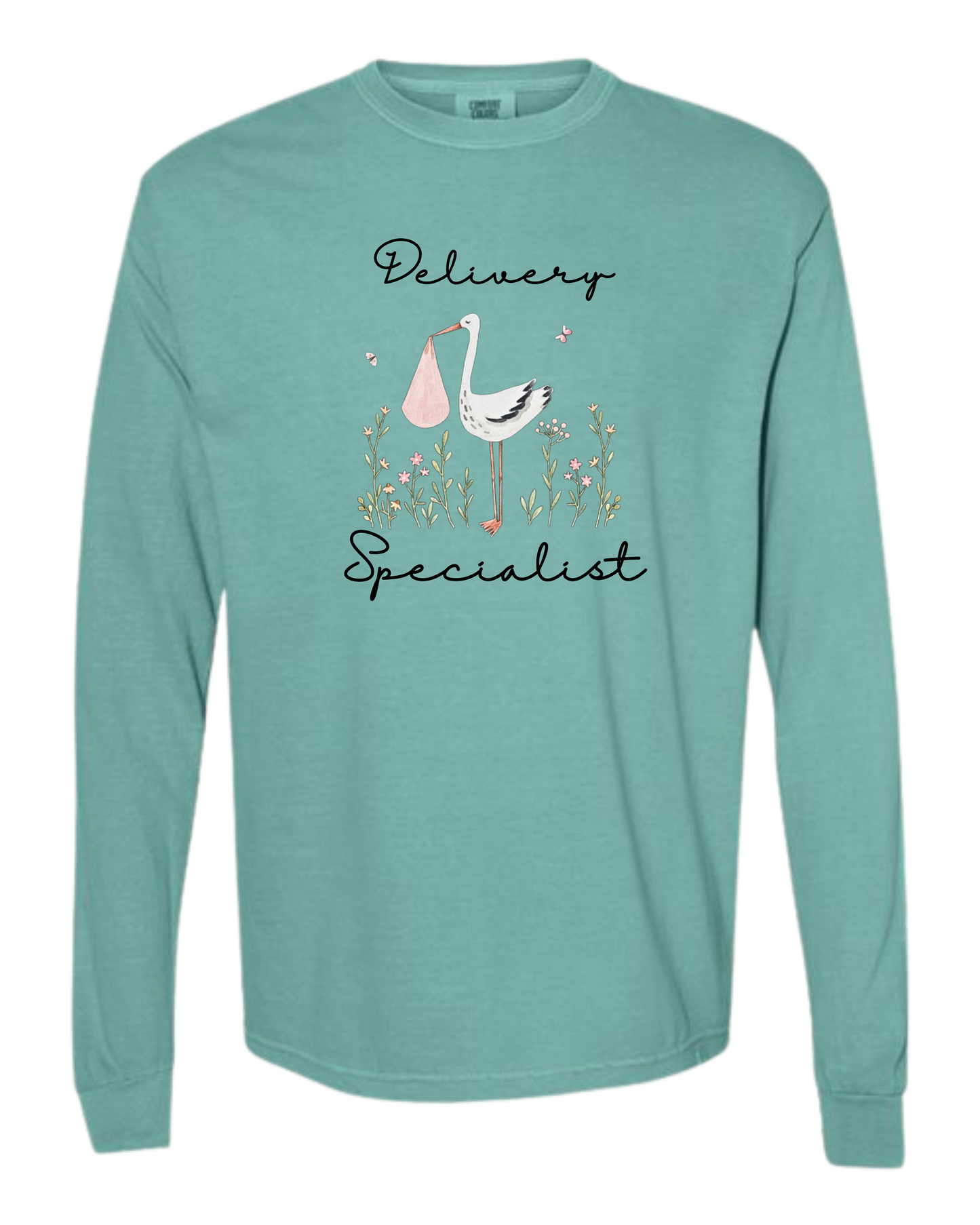 Delivery Specialist - Comfort Colors - Heavyweight Long Sleeve Tee - Blues & Greens