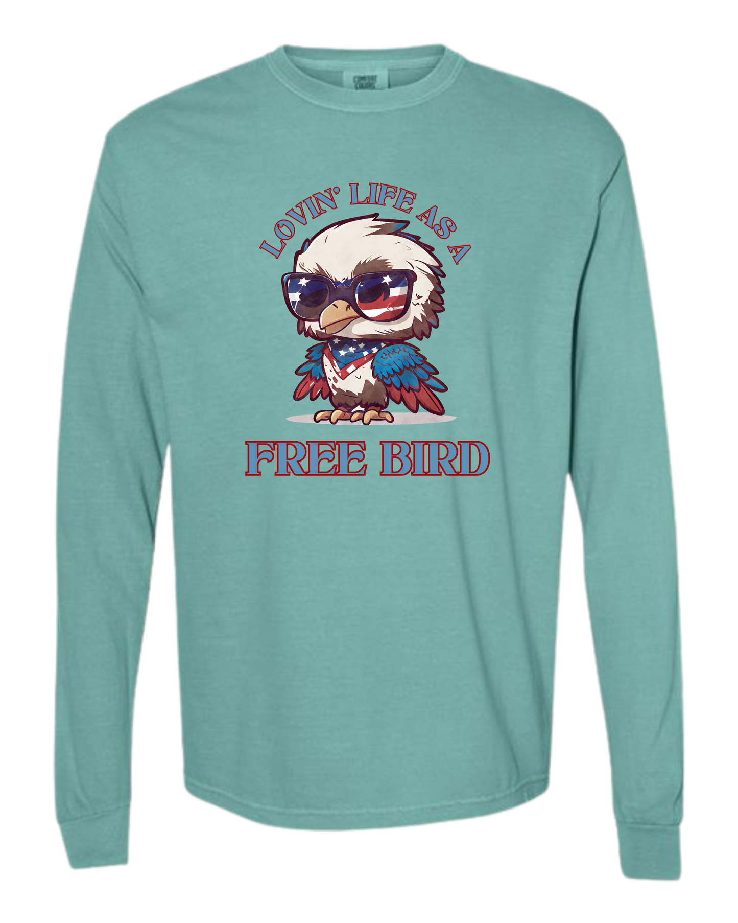 Lovin' Life as a Free Bird - Comfort Colors - Heavyweight Long Sleeve Tee - Blues & Greens