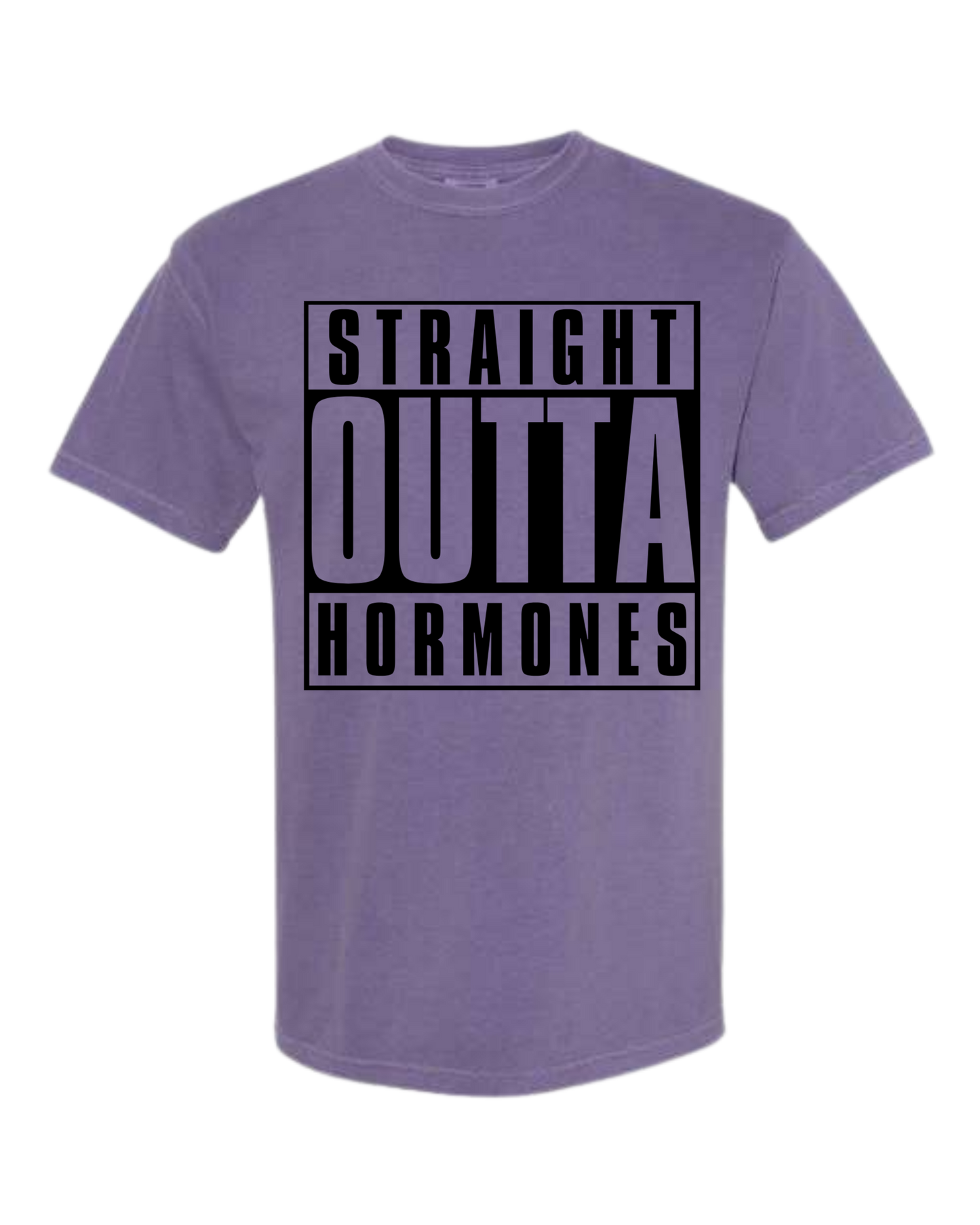 Straight Outta Hormones - Comfort Colors - Heavyweight Unisex Tee - Pinks, Purples