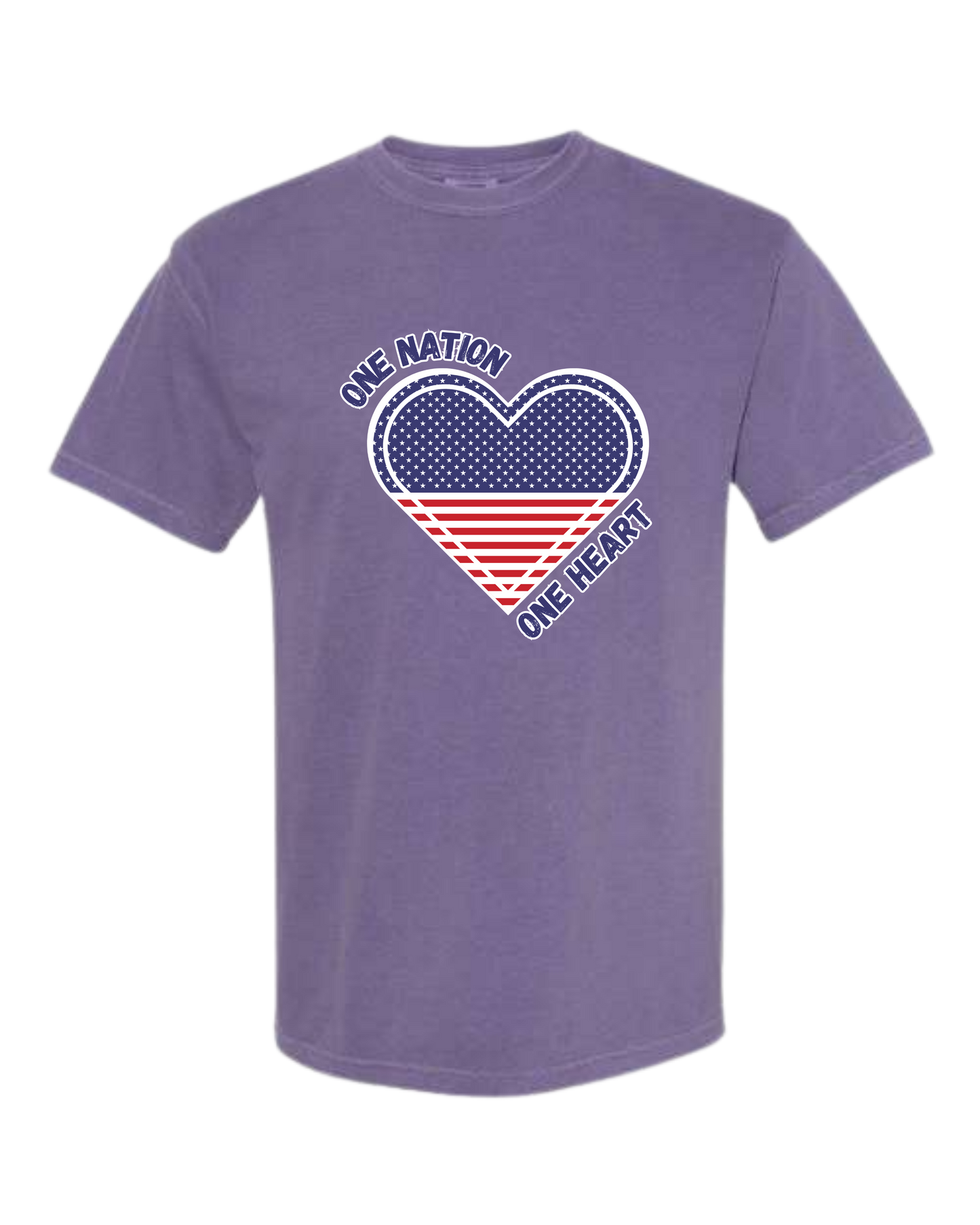 One Nation One Heart - Comfort Colors - Heavyweight Unisex Tee - Pinks & Purples