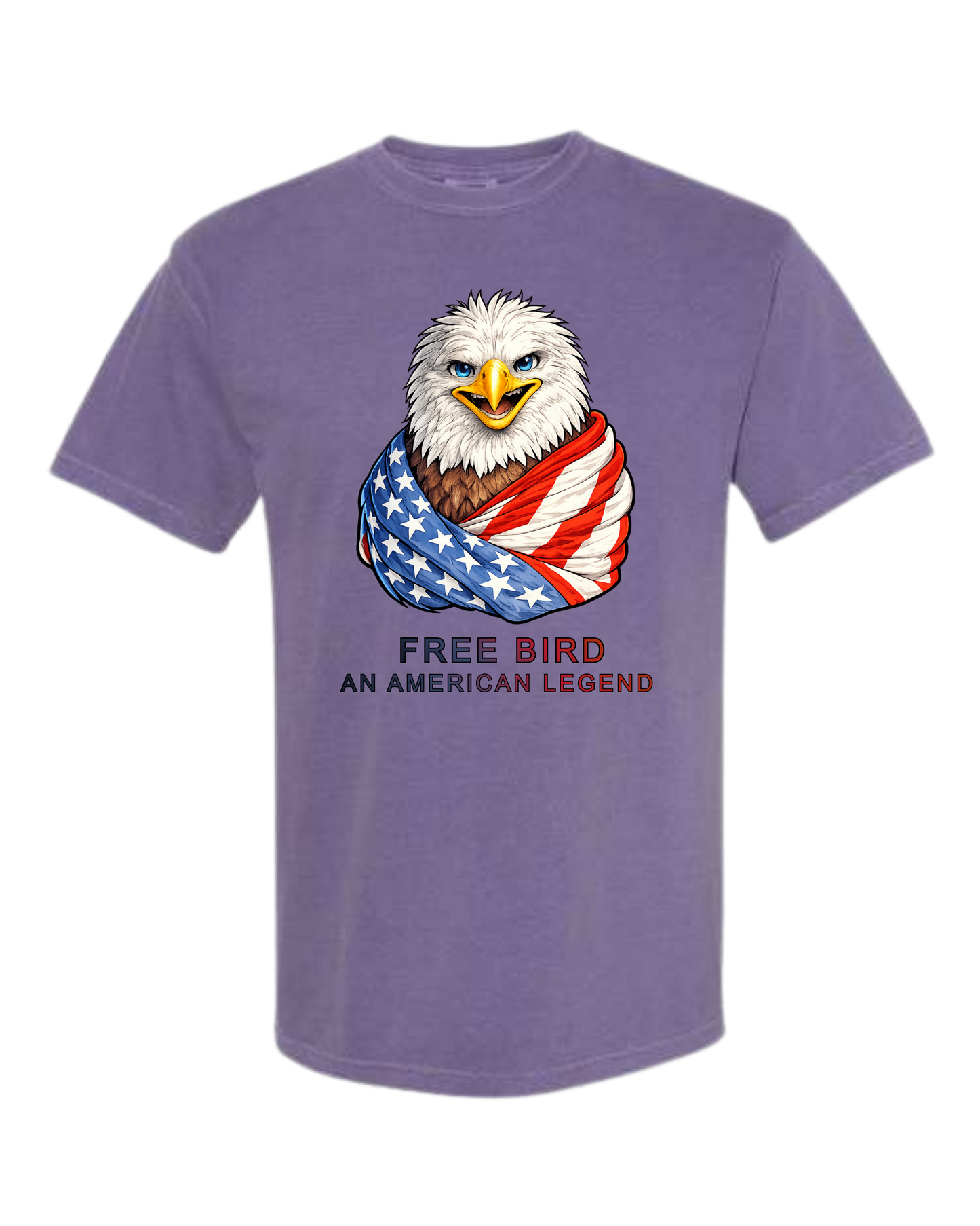 Free Bird An American Legend - Comfort Colors - Heavyweight Unisex Tee - Pinks & Purples